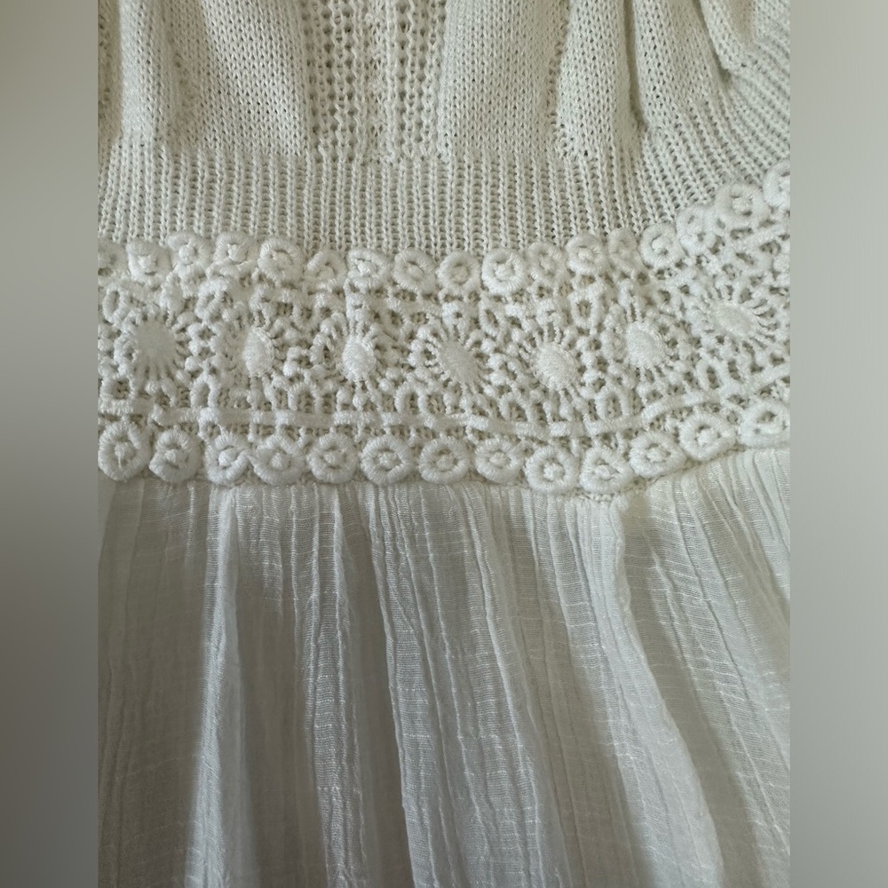 Pins and Needles White Tiered Maxi Dress with Crochet Top, Medium - Picture 6 of 11